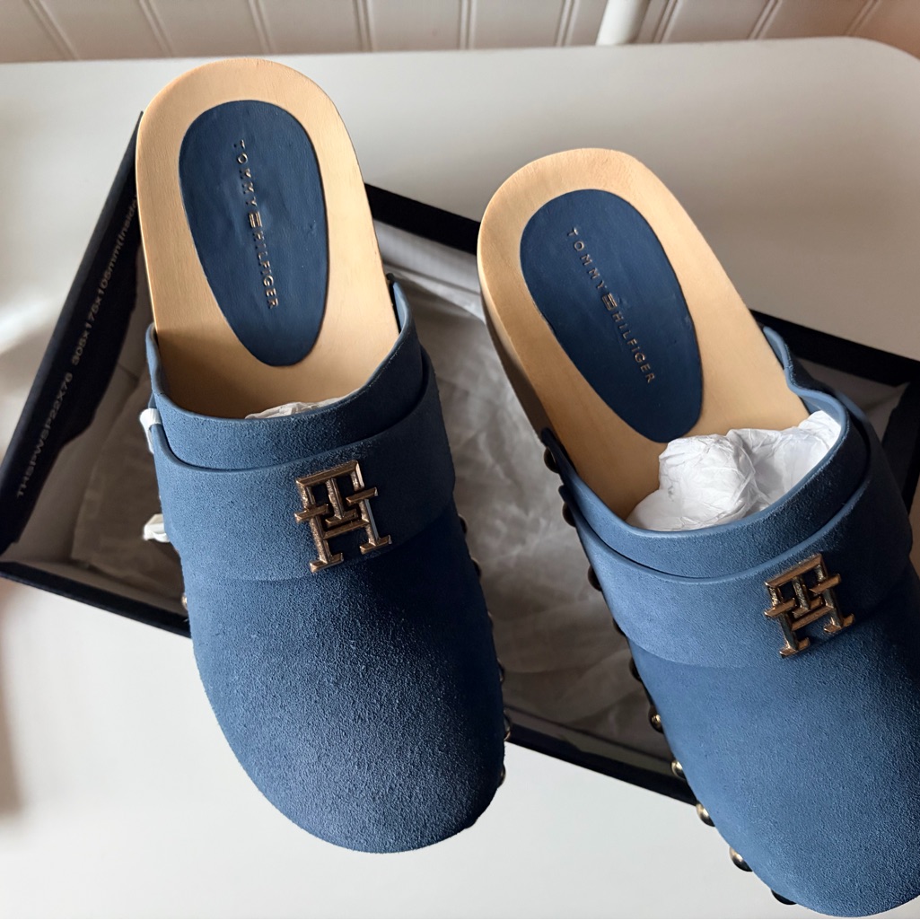 Tommy Hilfiger Blue Women's Mules With Wooden Sole